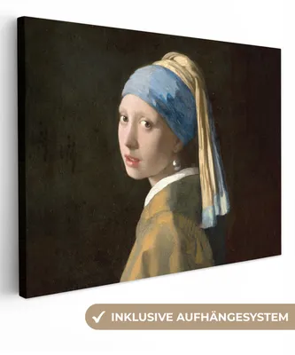 Produktbild von MuchoWow® - Leinwandbilder - Mädchen mit Perlenohrring - Gemälde - Alte Meister - Vermeer, Wandbild, Wanddeko Bilder Wohnzimmer, 80x60 cm