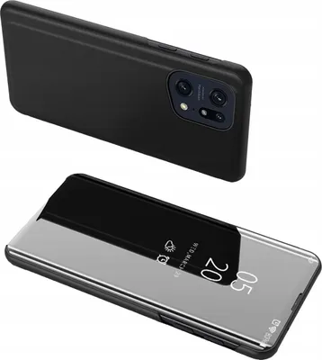 Zdjęcie produktu dla Clear View Case etui Oppo Find X5 Pro pokrowiec z klapką czarne