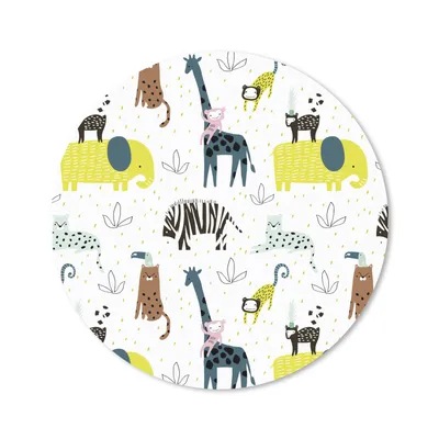 Produktbild von MuchoWow® Mauspad Mousepad Dschungel - Giraffe - Affe 40x40 cm - Mousepads - Maus Mat - Pad - Mausunterlage - Schreibtisch Accessoires
