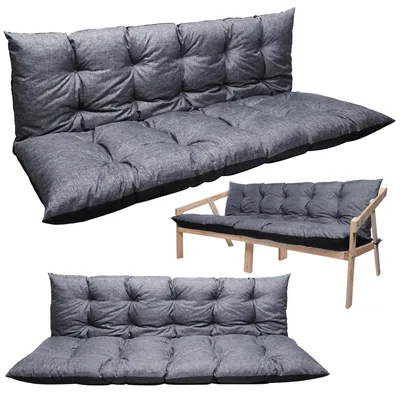 Produktbild von PATKAR Dickes Sitzkissen für Gartensofa - Outdoor Sofaauflage Wasserdicht & UV-beständig - Gartenkissen Rückenkissen – Grau-Schwarz