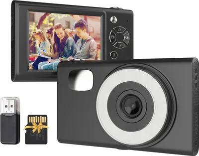 Produktbild von 1080P Digitalkamera, Digitale Videokamera, 48 MP, 2,8 Zoll IPS-Bildschirm, Autofokus, 16-facher Zoom, eingebautes LED-Fuelllicht, Akku mit 32 GB TF-Karte, USB-Kartenleser, Geburtstags- und Weihnachtsgeschenk fuer Teenager, Studenten, Freunde