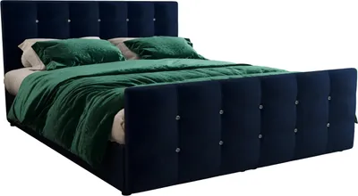 Obrázok produktu pre Čalúnená boxspringová posteľ 180x200 s úložným priestorom KAUR - tmavo modrá