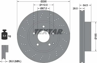 Produktbild von 2x TEXTAR Bremsscheibe 92165005 passend für MERCEDES-BENZ C-Klasse Coupe (C204)