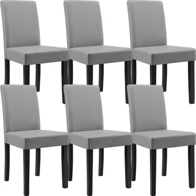 Image de Chaise de salle à manger 'Hamburg' (lot de 6) Chaise rembourrée similicuir pieds en bois gris clair