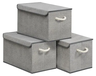 Produktbild von SONGMICS Aufbewahrungsbox mit Deckel, klappbar, 3er Set, 50 x 30 x 30 cm