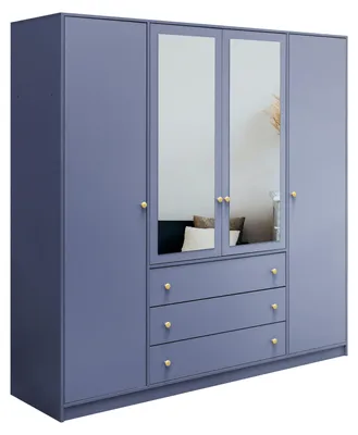 Produktbild von Masseno Drehtürenschrank GALIO 196/200/57,5 cm 4-türig mit Spiegel Blau
