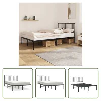 Produktbild von The Living Store Bettgestell mit Kopfteil Metall Schwarz 120x190 cm