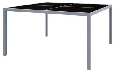 Produktbild von Gartentisch 130x130x72cm Grau Stahl und Glas für Balkon, Picknick, Hinterhof und Terrasse
