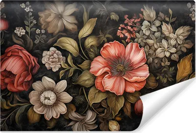 Produktbild von Muralo Vlies Fototapete bunte BLUMEN Blätter Beton Vintage Stil 208 cm x 146 cm