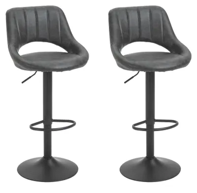 Immagine prodotto di Set 2 Sgabelli Imbottite da Bar 44x49x90-110 cm in Pelle finta Grigio
