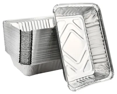 Productafbeelding van Aluminium foliebakjes - 50 stuks - 1000 ml - 22 x 15 x 5,5 cm - Zonder deksel - Afhaalcontainer