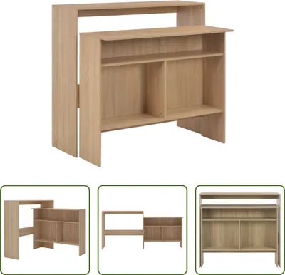 Obrázok produktu pre The Living Store Barový stôl s 2 doskami dubový vzhľad 130x40x120 cm