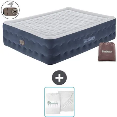 Obrázek produktu pro Nafukovací matrace pro 2 osoby – 152 x 203 x 51 cm – modrá – včetně pumpy a ložního prádla