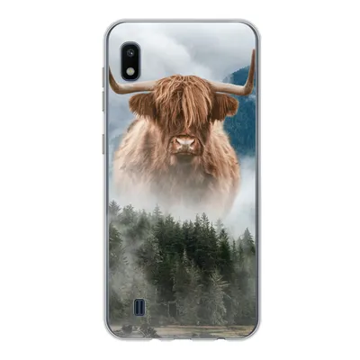 Produktbild von MuchoWow® Handyhülle Schutzhülle Hülle für Samsung Galaxy A10 Schottische Highlander - Kühe - Nebel Silikon Softcase Handy Hülle - Schutzhülle