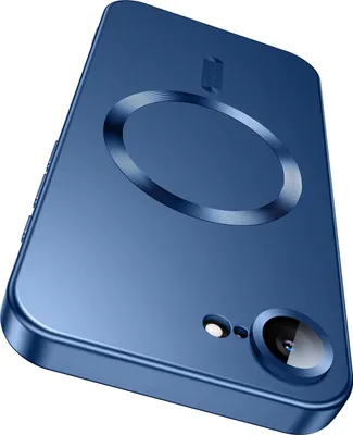 Immagine prodotto di Custodia magnetica per iPhone 16e/iPhone 17e, custodia protettiva in silicone opaco con protezione per l'obiettivo, compatibile con MagSafe - Blu