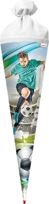 Produktbild von ROTH Schultüte groß Fußballstar 70 cm rund Rot(h)-Spitze Filzverschluss Zuckertüte Schulanfang