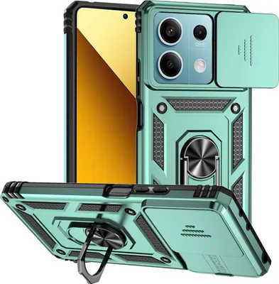 Produktbild von Hülle für Xiaomi Redmi Note 13 5G mit Schiebe Kamera Schutz und Ringhalter Ständer Schutzhülle Grün