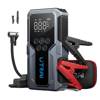 Zdjęcie produktu dla Rozrusznik samochodowy, Power Bank 1500A, przenośna pompa powietrza 150PSI, JS-9 1500A