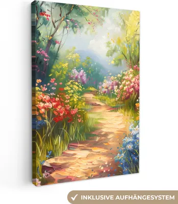 Produktbild von MuchoWow® - Leinwandbilder - Natur - Landschaft - Blumen - Farbenfroh, Wandbild, Wanddeko Bilder Wohnzimmer, 20x30 cm