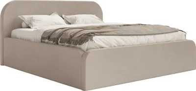 Image de Selsey Umike - Lit Tapissé 200x200 avec Tiroir de Lit et Housse en Velours Hydrofuge, Beige