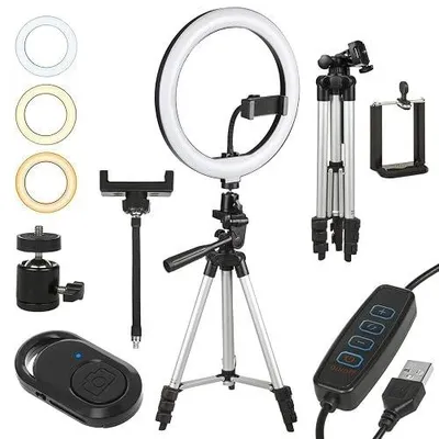 Zdjęcie produktu dla Statyw do lampy pierścieniowej 30 cm regulowana wysokość 62 190