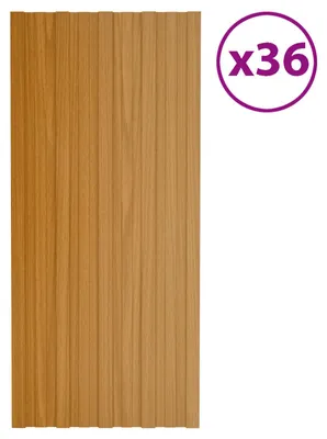 Image de Panneaux de toiture vidaXL, 36 pièces, couleur naturelle, 100 x 45 cm, acier galvanisé