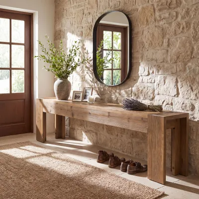Immagine prodotto di Panca porta-scarpe Wanbor per l'ingresso, 180 cm di lunghezza, realizzata in legno, con ripiani aperti. Panca con seduta a 3 livelli, ideale per la camera da letto o il soggiorno