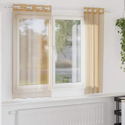 Produktbild von "2026 Promotion" Voile Vorhänge mit Ösen 2 Stk. - Hohe Qualität - Sandfarbe - Gardinen & Vorhänge CC25438