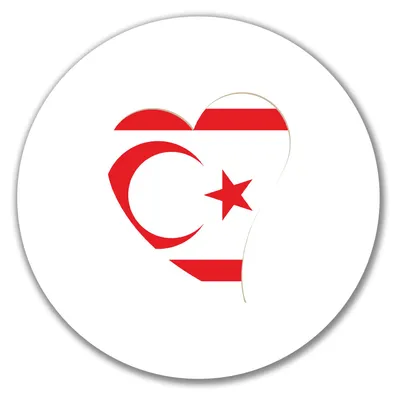 Produktbild von Huuraa Aufkleber Nordzypern Flagge Herz 10cm rund Sticker Geschenkidee