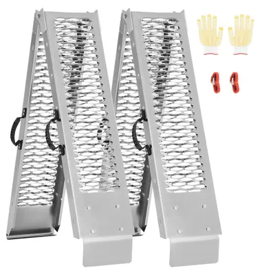 Produktbild von VEVOR Stahlrampen, 1000 lbs, 2 Stück Schwerlastrampen mit breiterer Rampenfläche, universelle stabile Laderampe mit Griffen, geeignet für ATV, UTV, Motorrad, Elektrofahrrad usw., Stahl, 1000 lbs