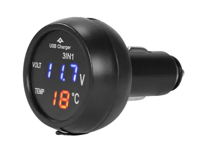 Produktbild von USB-Ladegerät, 2,1 A, für Zigarettenanzünder 12/24 V mit Voltmeter