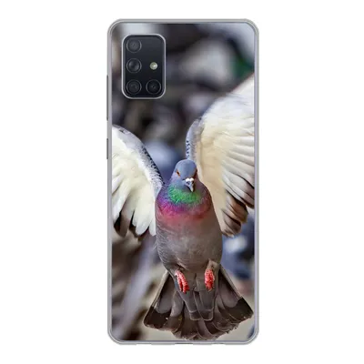 Produktbild von MuchoWow® Handyhülle Schutzhülle Hülle für Samsung Galaxy A71 Nahaufnahme einer fliegenden Taube Silikon Softcase Handy Hülle - Kartenbesitzer