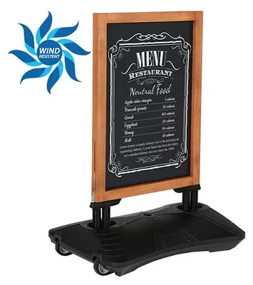 Produktbild von Kundenstopper WindPro® Wood wetterfest 670 x 860 mm Kreidetafel