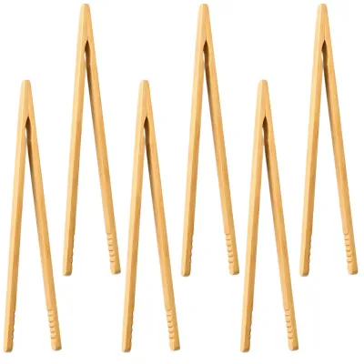 6 Bambus-Grillzangen, 17,8 cm, zum Greifen und Servieren