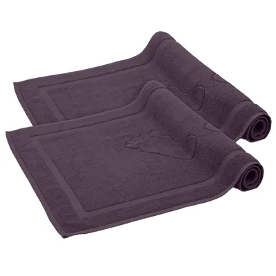 Produktbild von Komfortec Badvorleger Set 2 Teilig, Frottee Duschvorleger, Waschbar Duschmatte & Badteppich, 800 g/m² &100% Baumwolle, Saugfähig & Schnelltrocknend, 50 x 80 cm, Violett