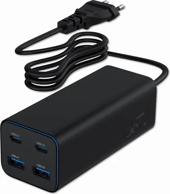 Produktbild von Gembird 4-Port 100W GaN USB PD Schnellladegerät in Schwarz