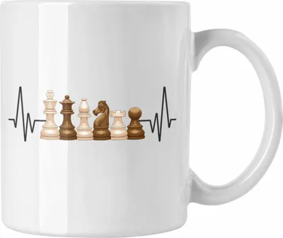 Produktbild von Trendation - Schach Herzschlag Tasse Geschenk für Schachspieler Hobby Geschenkidee (Weiß)