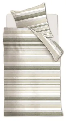 Produktbild von Rivièra Maison Bettwäsche Sturdy Stripe_Grey Green_DE_UV_135x200 135 x 200 cm + 1x 80 x 80 cm 1 Bettbezug, 1 Kissenbezug