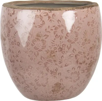 Immagine prodotto di Vaso da fiori Clayre & Eef Ø 18x17 cm Fiori rosa in Vetroceramica