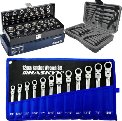 Produktbild von 66tlg SAE-Zoll-Ratschenschlüssel-Set US-Harley Steckschlüssel-Set-ZÖLLIG INCH