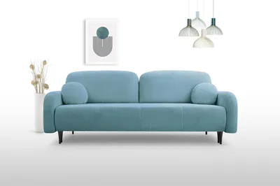 Produktbild von KEF Sofa Cleo 230x95x102 cm – Ausziehbar mit Schlaffunktion – Sofa mit Federkern – Auf Holzfüßen – Mit Kissen im Set – Elma 2 Türkisfarbener Cord