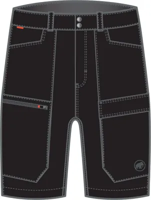 Zinal Hybrid Shorts von Mammut; schwarze kurze Hose mit mehreren Taschen und grauen Nähten.