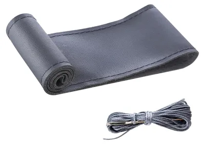 Immagine prodotto di Copertura per volante in ecopelle, grigia, da cucire, adatta a volanti di 37-38 cm