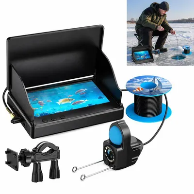 Produktbild von Unterwasserkamera 1080P Fischfinder mit 4.3 Zoll LCD, 15m IP68 Kabel, 5000mAh Akku, Infrarot LED für Eis- & Seeangeln