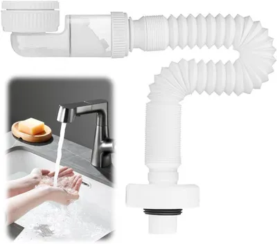 Productafbeelding van 4 Inch Sifon - Ruimtebesparende Sifon - Instelbare Sifon Wastafel - Flexibele Afvoerslang - Geurdichte Flexibele Sifon