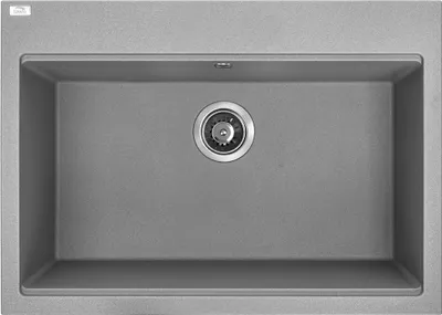 Productafbeelding van BADLAND Spoelbak, granietspoelbak, enkele spoelbak, TAU 50x70, grijs | Inclusief sifon!