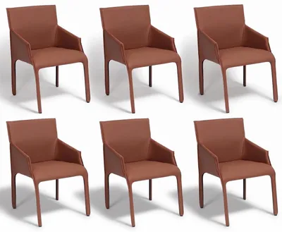 Obrázok produktu pre Sada stoličiek, hnedá farba, umelá koža, skulpturálny dizajn, výrazný vzhľad, vhodná do obývačky, elegantná
