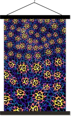 Produktbild von MuchoWow® Textilposter Pantherdruck - Muster - Gelb 120x180 cm mit schwarzem Rahmen - Fotos