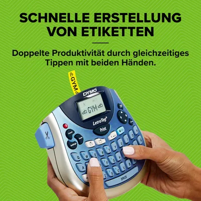Produktbild von DYMO Beschriftungsgerät Dymo LetraTag LT 100T 2174591 - 12 mm LT-Bänder DE/AT/CH 2 Zeilen