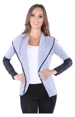Produktbild von Damen Cardigan mit PolyurethanÄrmeln Bolero; Gr. S/M; Grau
